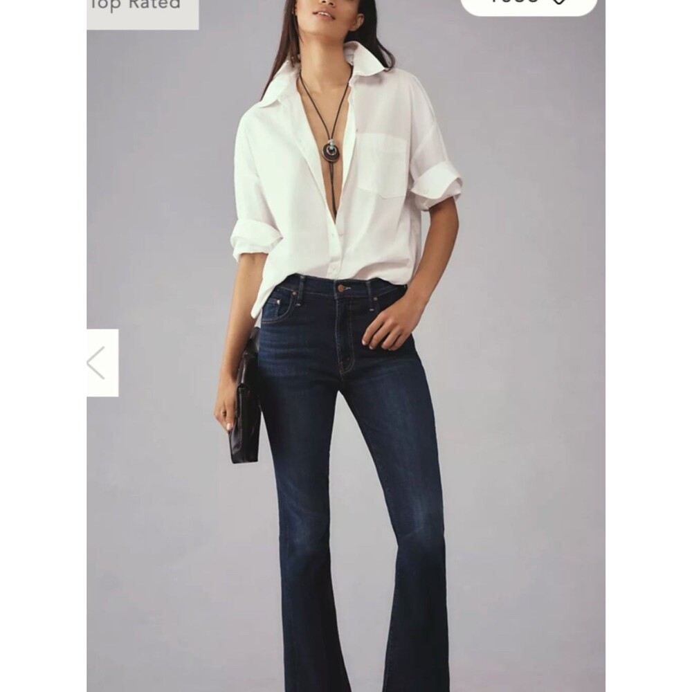 MOTHER The Insider Crop Step Fray Jeans Dark Wash Size 24 High Rise Bootcut